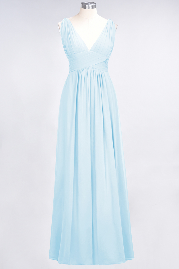 27prom Elegant V-Neck Burgundy Chiffon Affordable Bridesmaid Dress with Ruffle-27prom