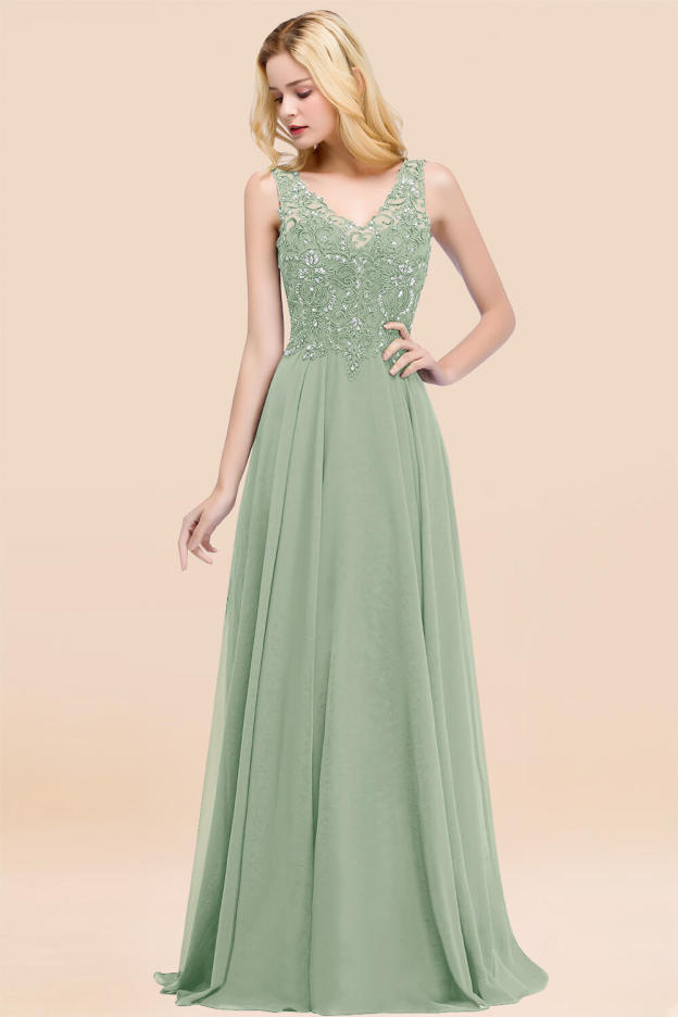 27prom Affordable Lace V-Neck Navy Bridesmaid Dresses With Appliques-27prom