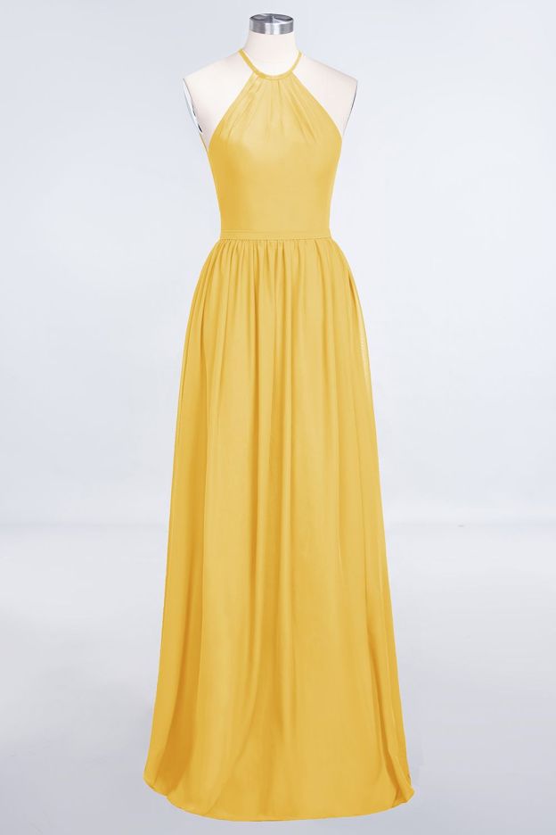 27prom Affordable Halter Sleeveless Long Burgundy Bridesmaid Dress with Ruffle-27prom