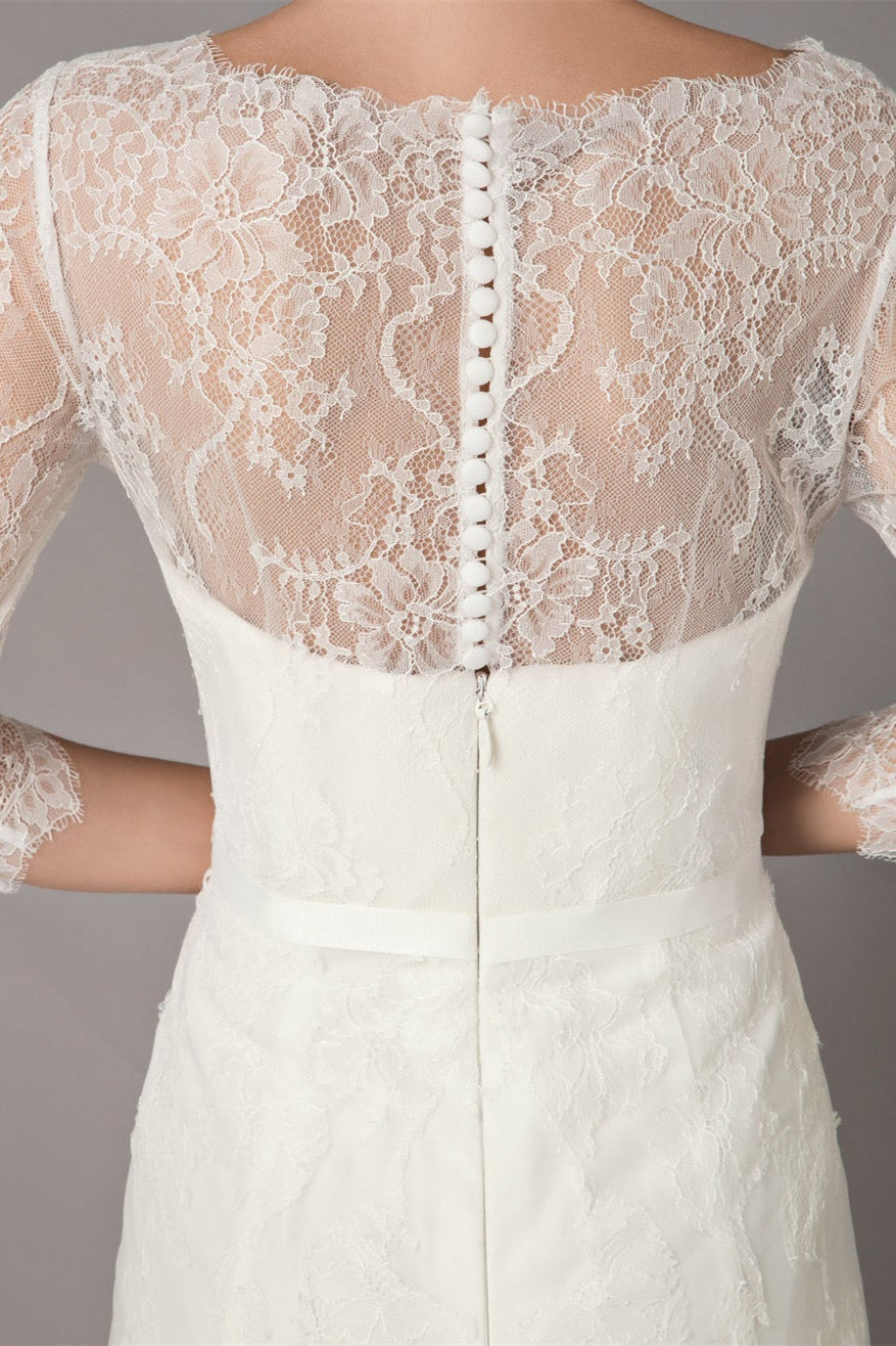 Half Sleeve Lace Beach Wedding Dress