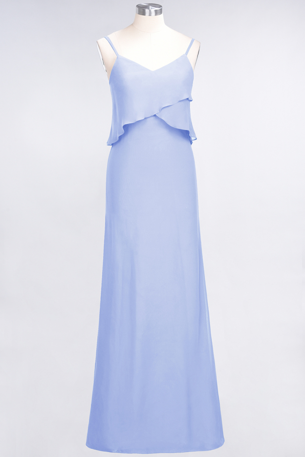 27prom Affordable Spaghetti-Straps V-Neck Burgundy Chiffon Bridesmaid Dresses-27prom