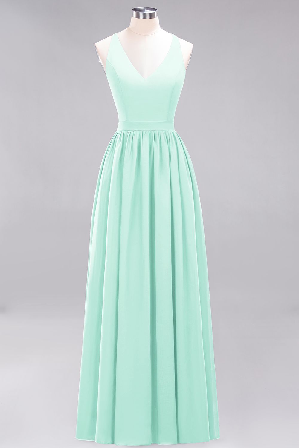 27prom Affordable Chiffon V-Neck Sleeveless Lace Bridesmaid Dress Online-27prom
