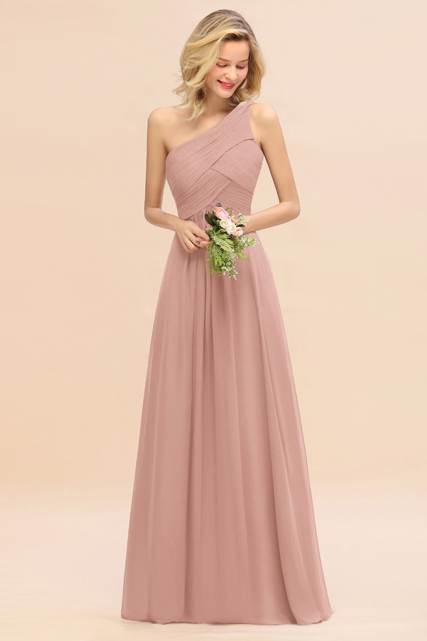 27prom Chic One Shoulder Ruffle Grape Chiffon Bridesmaid Dresses Online-27prom