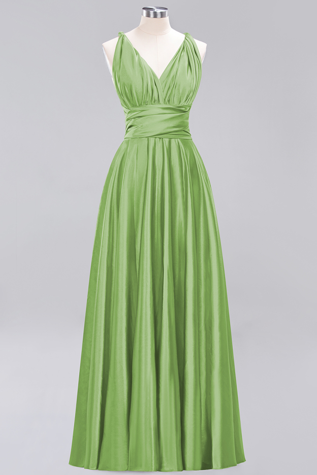 27prom Chic Burgundy Satin Long Bridesmaid Dresses With One Shoulder-27prom