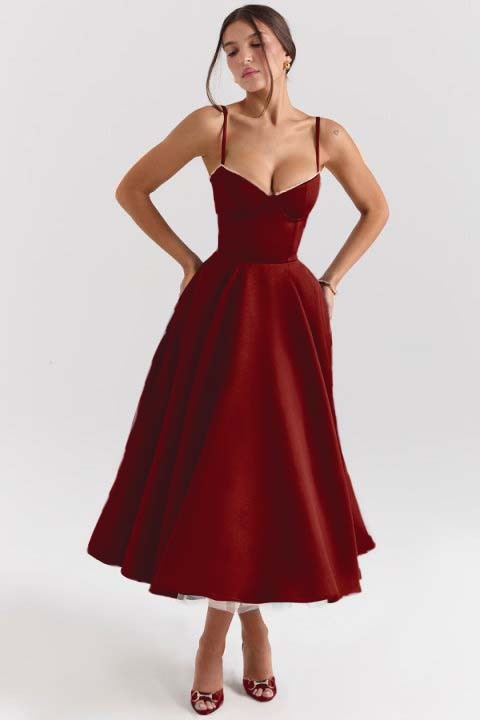 Spaghetti Strap Sweetheart Sleeveless A Line Prom Dress With Tulle