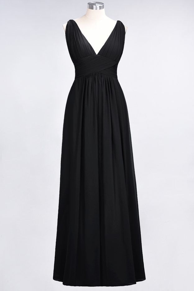 27prom Elegant V-Neck Burgundy Chiffon Affordable Bridesmaid Dress with Ruffle-27prom