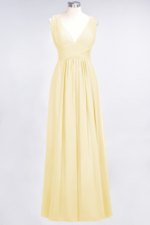 27prom Elegant V-Neck Burgundy Chiffon Affordable Bridesmaid Dress with Ruffle-27prom