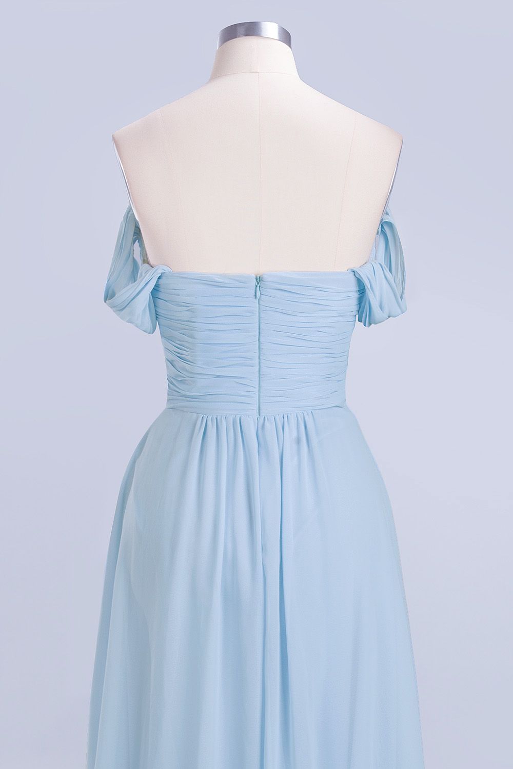 27prom Modest Chiffon Sweetheart Sleeveless Affordable Bridesmaid Dresses with Ruffles-27prom