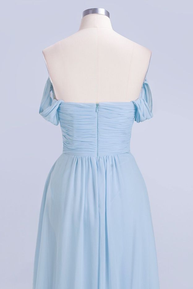 27prom Modest Chiffon Sweetheart Sleeveless Affordable Bridesmaid Dresses with Ruffles-27prom