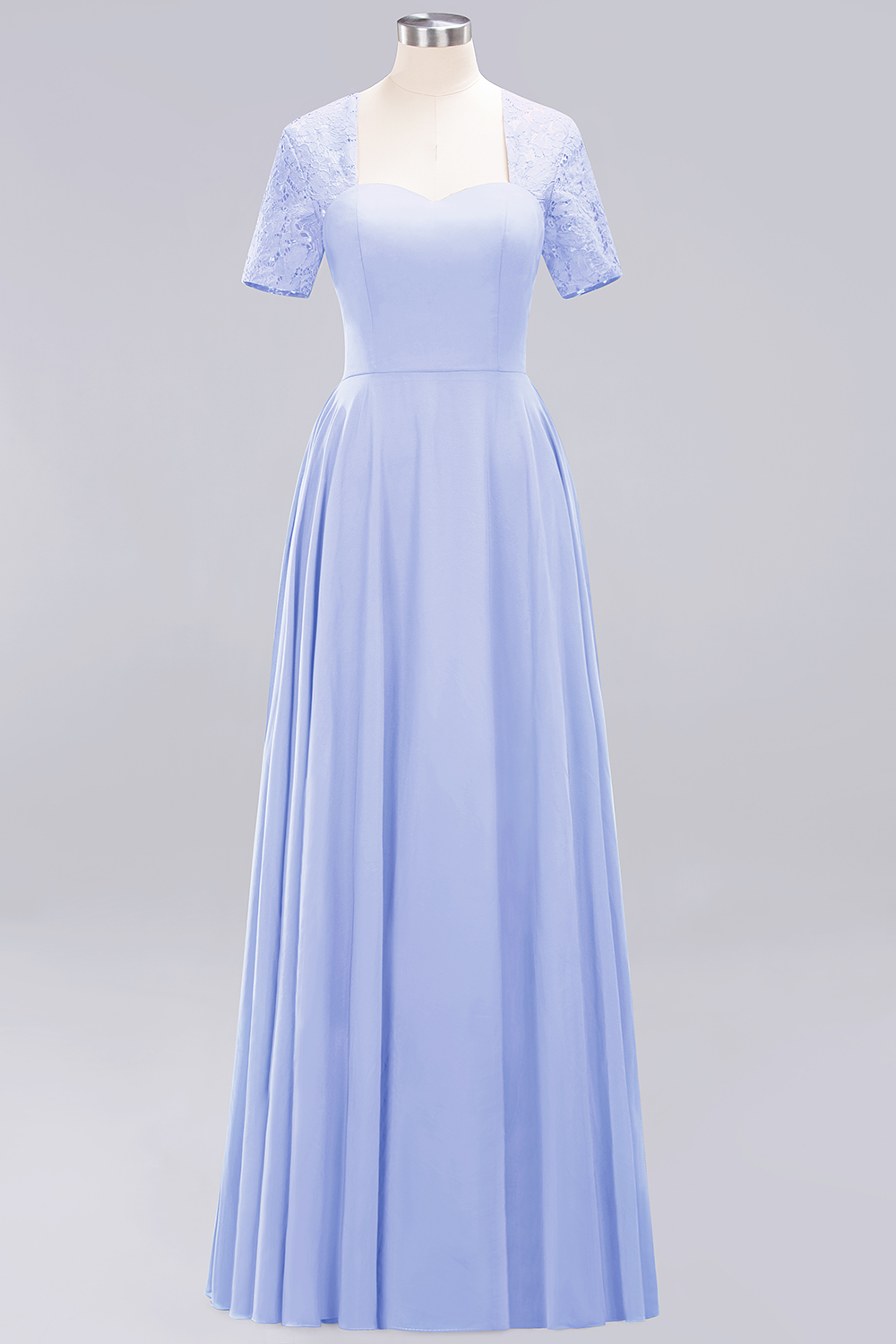 27prom Dark Navy Open-Back Long Bridesmaid Dress With Short Sleeves-27prom