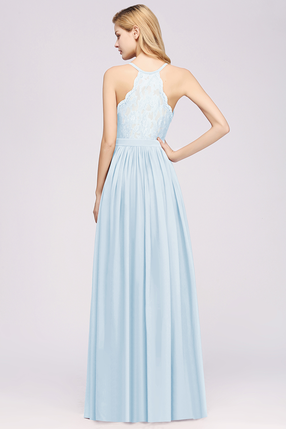 27prom Affordable Chiffon V-Neck Sleeveless Lace Bridesmaid Dress Online-27prom