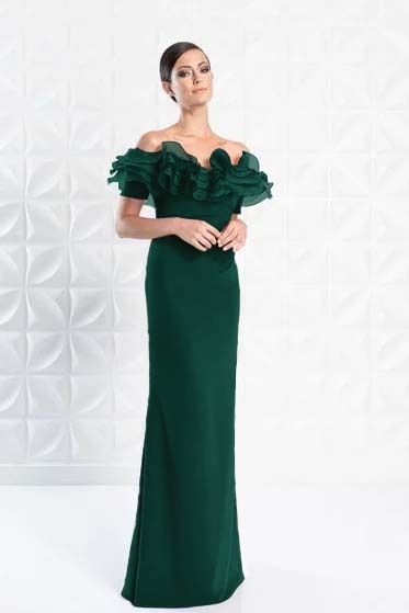 Off the Shoulder Sleeveless Long Mermaid Prom Dress With Ruffles