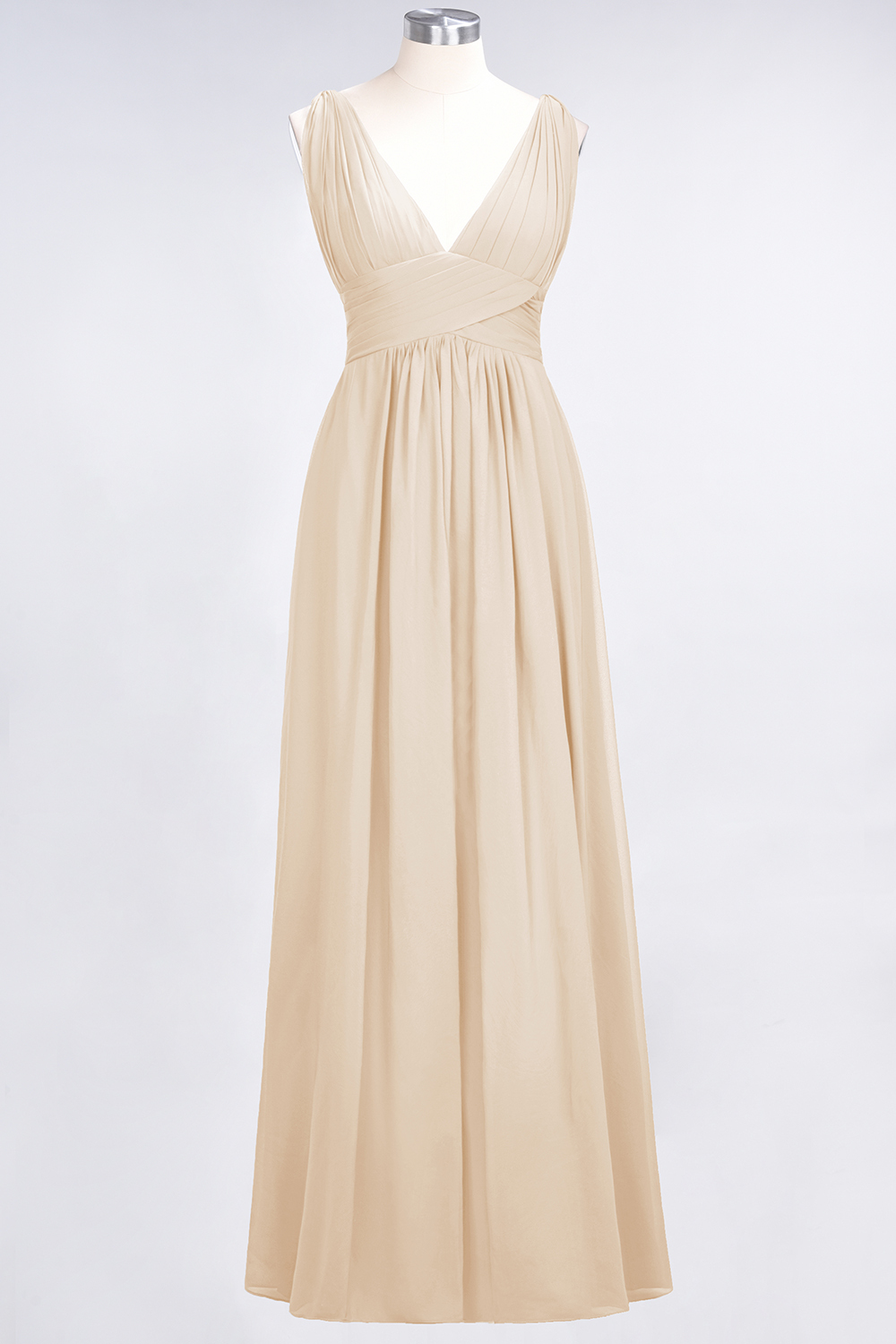 27prom Elegant V-Neck Burgundy Chiffon Affordable Bridesmaid Dress with Ruffle-27prom