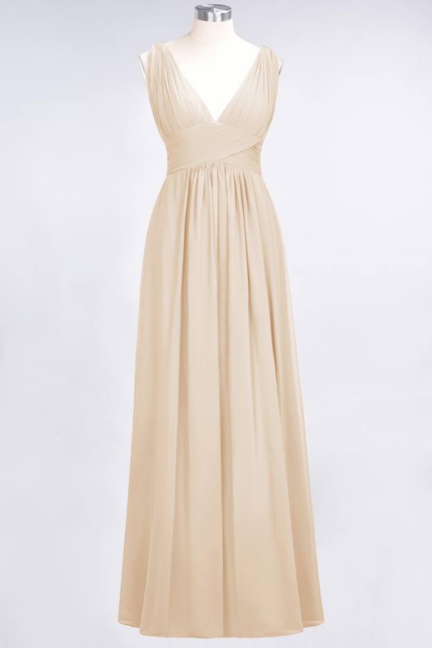 27prom Elegant V-Neck Burgundy Chiffon Affordable Bridesmaid Dress with Ruffle-27prom