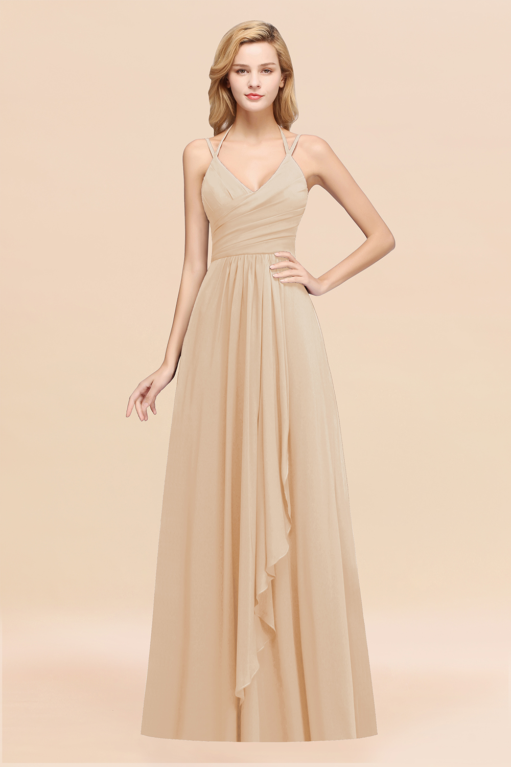 27prom Affordable Chiffon Burgundy Bridesmaid Dress With Spaghetti Straps-27prom