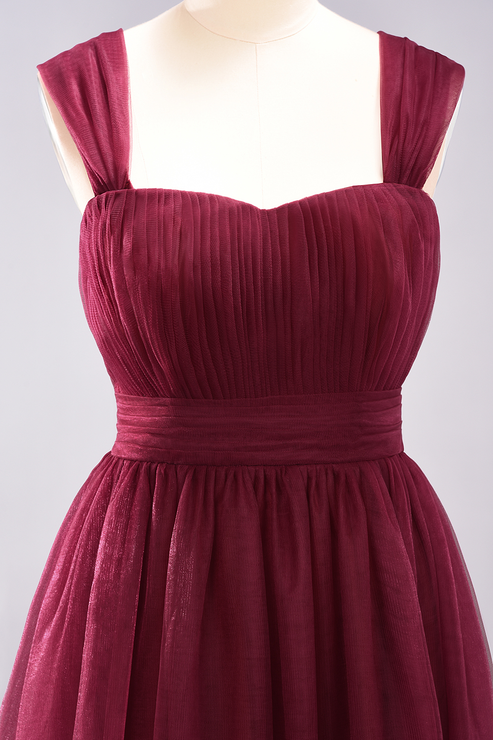 27prom Gorgeous Sweetheart Straps Ruffle Burgundy Bridesmaid Dresses Online-27prom
