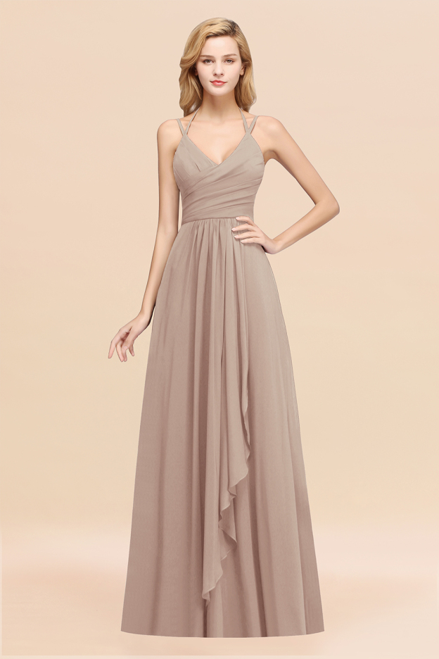 27prom Affordable Chiffon Burgundy Bridesmaid Dress With Spaghetti Straps-27prom