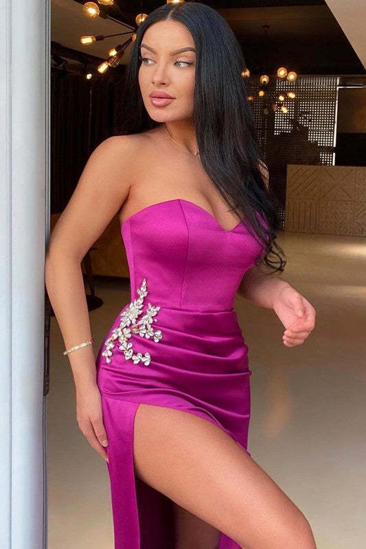 Purple Sweetheart Sleeveless Mermaid Prom Dress with Split