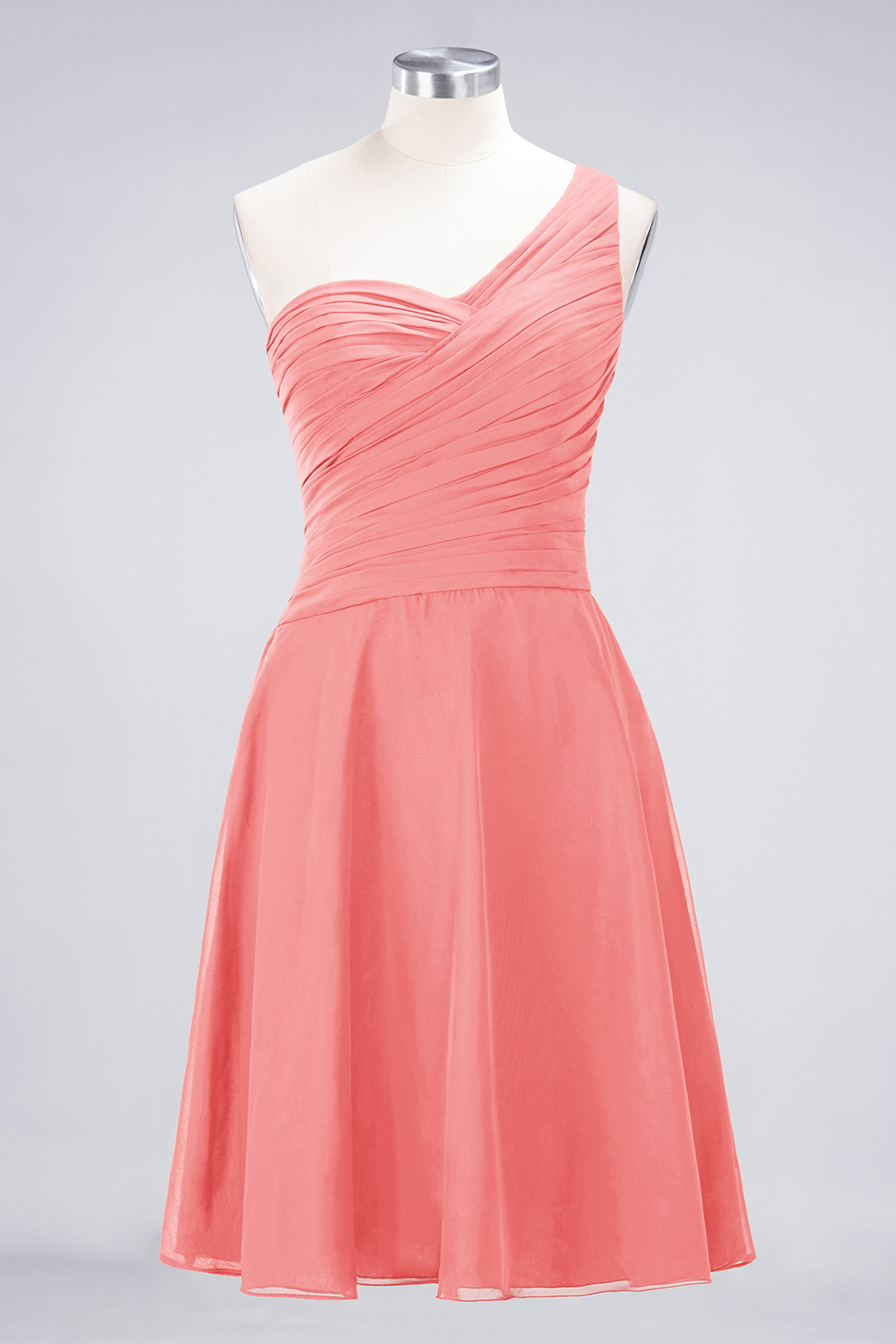 27prom Chic One-Shoulder Short Burgundy Affordable Bridesmaid Dress with Ruffle-27prom
