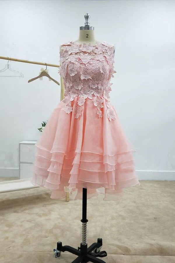 Elegant A-line Lace Tulle Short Homecoming Dress