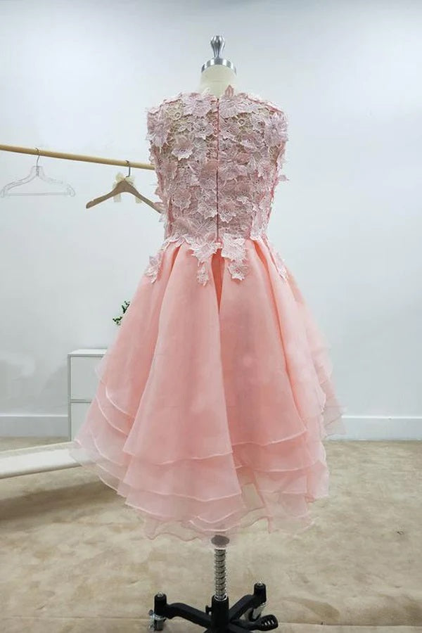 Elegant A-line Lace Tulle Short Homecoming Dress