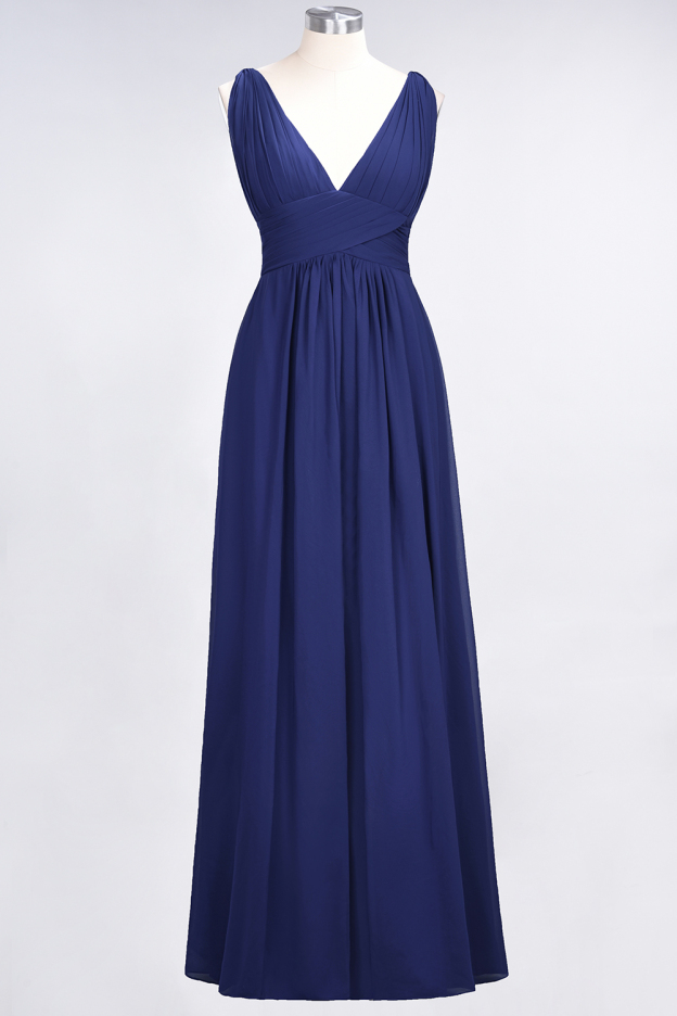27prom Elegant V-Neck Burgundy Chiffon Affordable Bridesmaid Dress with Ruffle-27prom