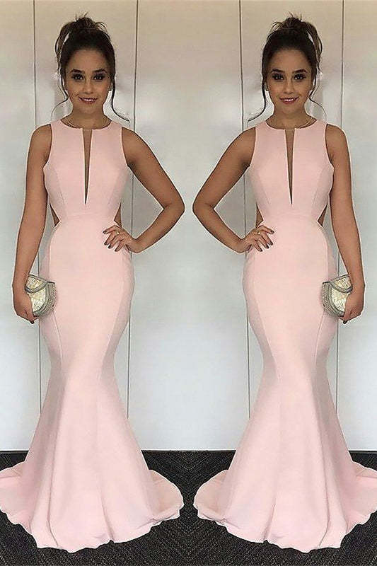 Pink Mermaid Long Evening Dress