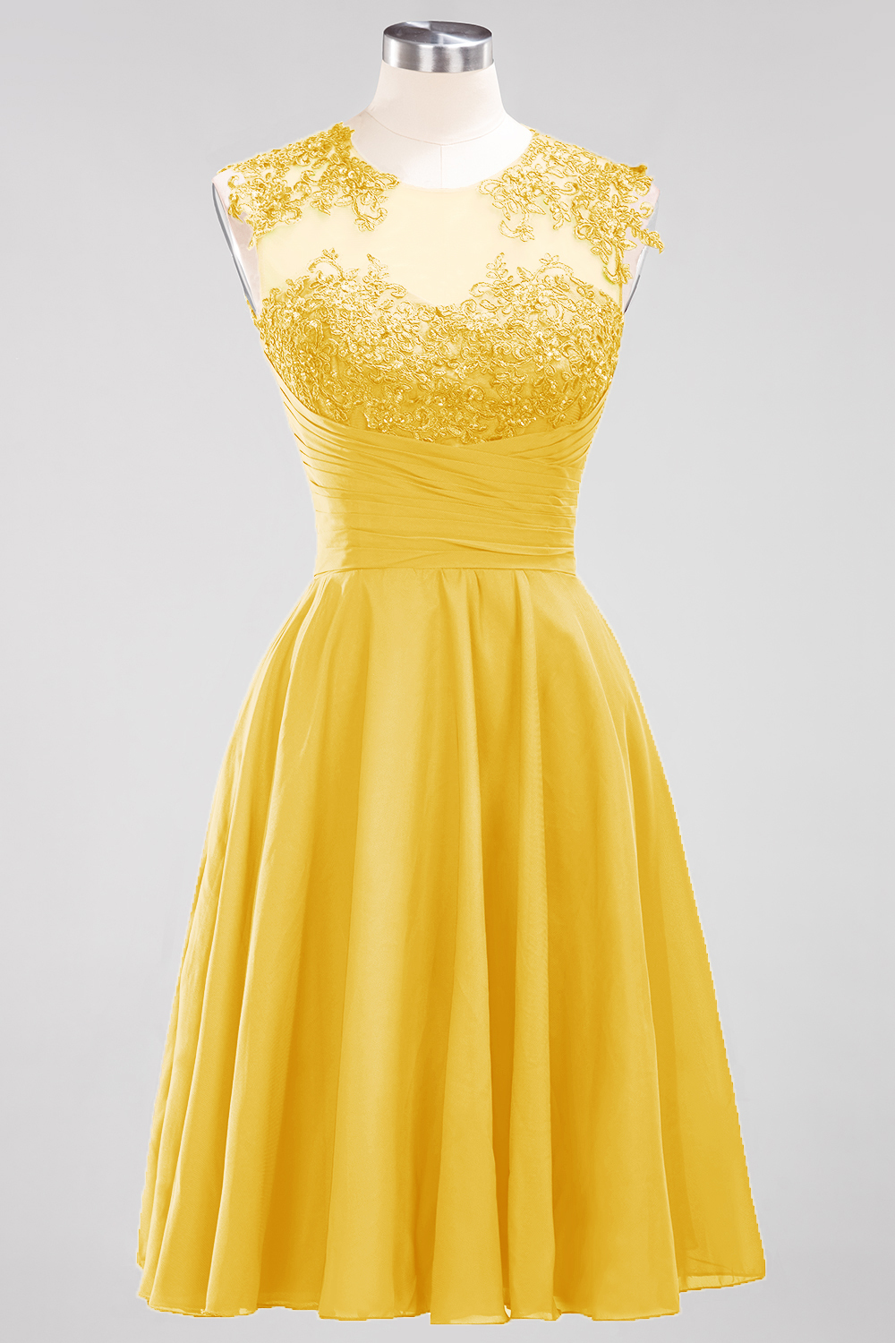 27prom Cute Chiffon Round Neck Short Burgundy Bridesmaid Dresses with Appliques-27prom