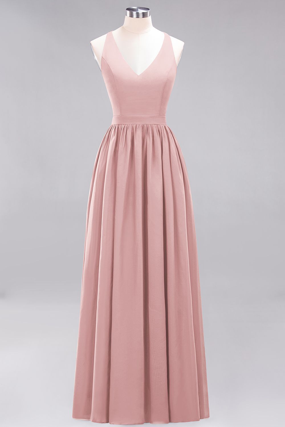 27prom Affordable Chiffon V-Neck Sleeveless Lace Bridesmaid Dress Online-27prom