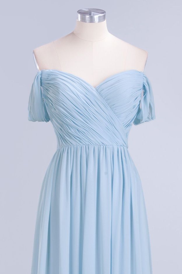 27prom Modest Chiffon Sweetheart Sleeveless Affordable Bridesmaid Dresses with Ruffles-27prom