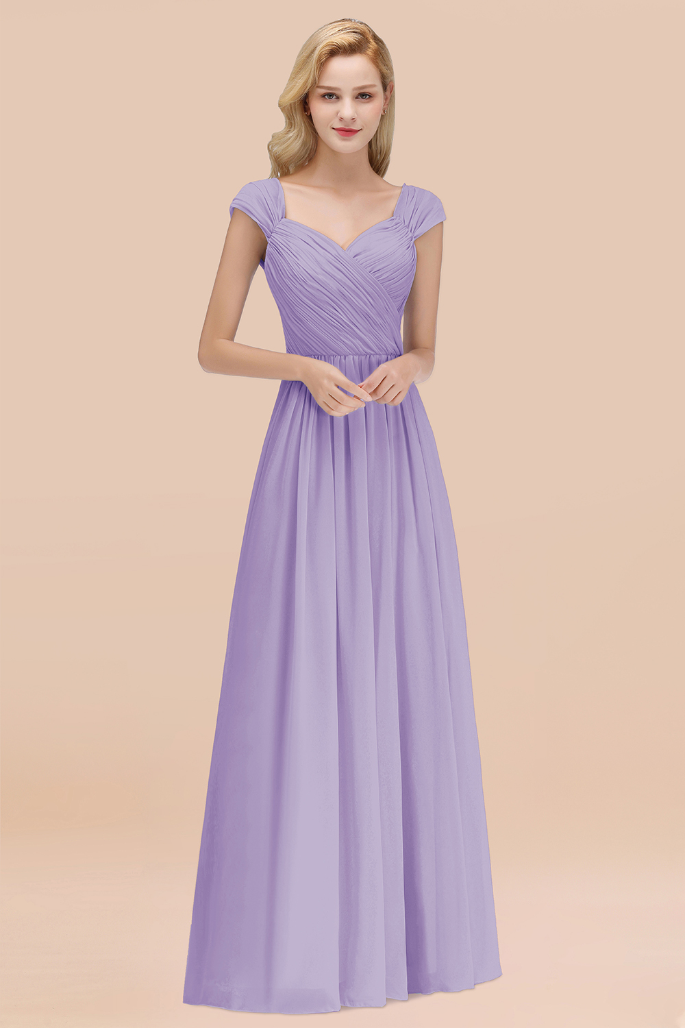 27prom Modest Chiffon Sweetheart Sleeveless Affordable Bridesmaid Dresses with Ruffles-27prom