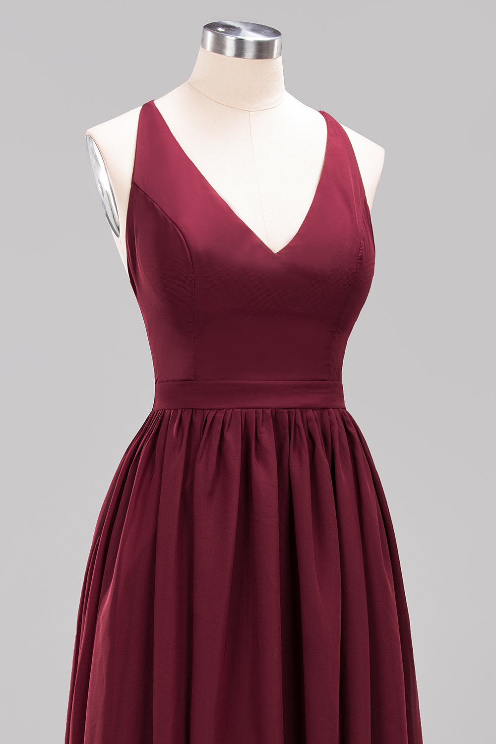 27prom Affordable Chiffon V-Neck Sleeveless Lace Bridesmaid Dress Online-27prom