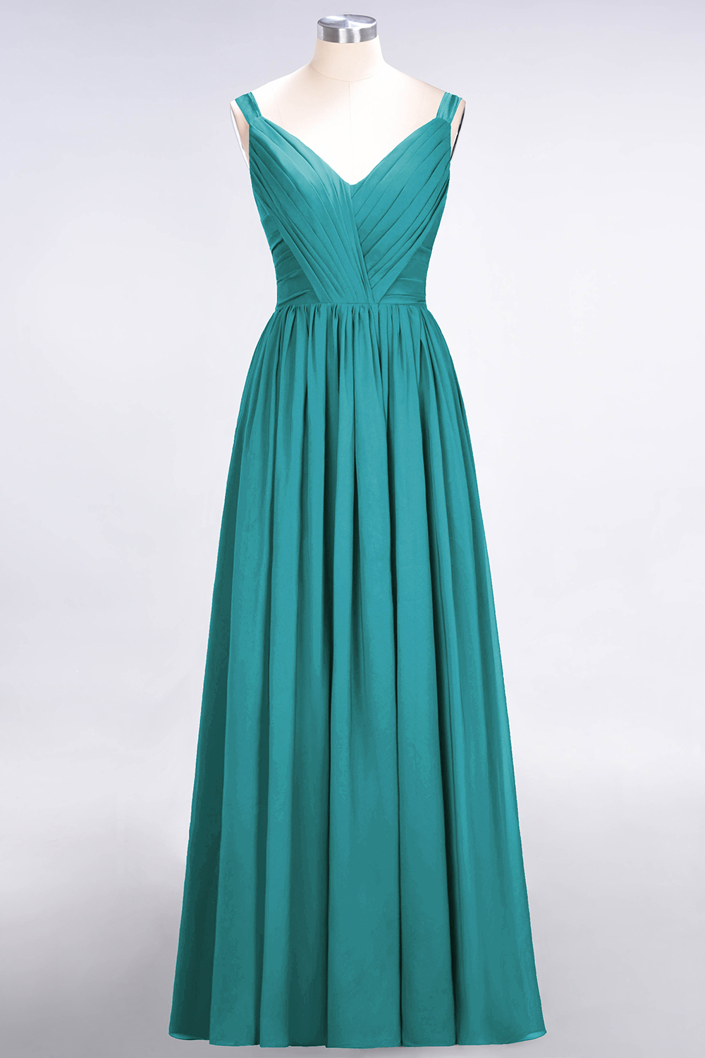 27prom Chic V-Neck Straps Ruffle Burgundy Bridesmaid Dresses with Bow Sash-27prom