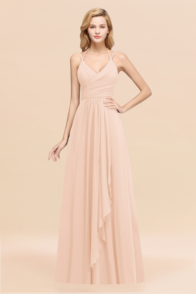 27prom Affordable Chiffon Burgundy Bridesmaid Dress With Spaghetti Straps-27prom