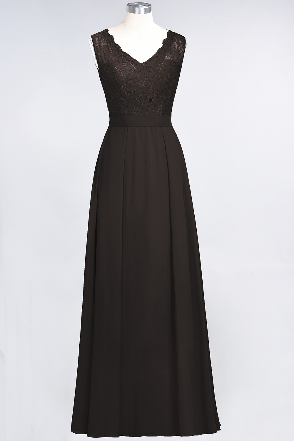27prom Modest Chiffon V-Neck Burgundy Lace Bridesmaid Dresses Online-27prom