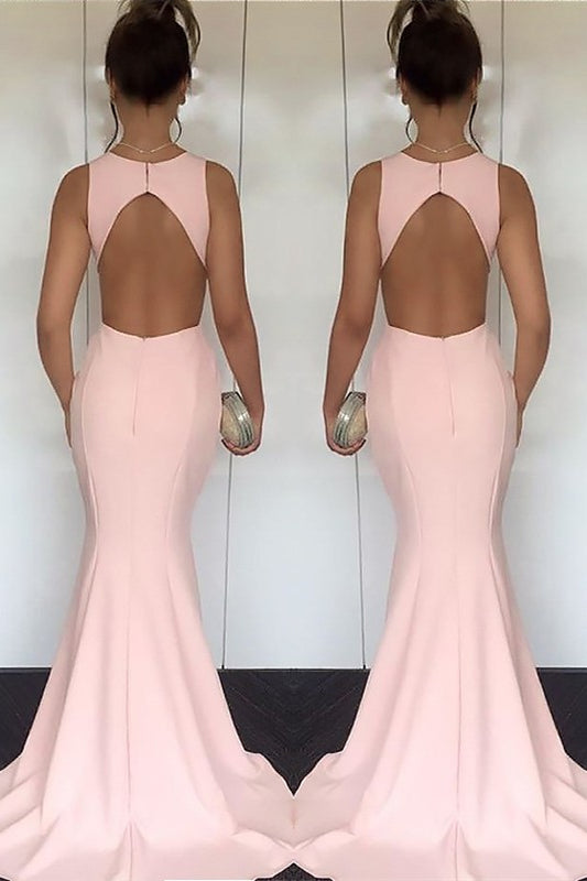 Pink Mermaid Long Evening Dress