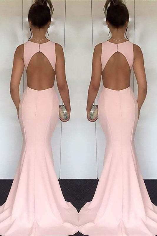 Pink Mermaid Long Evening Dress