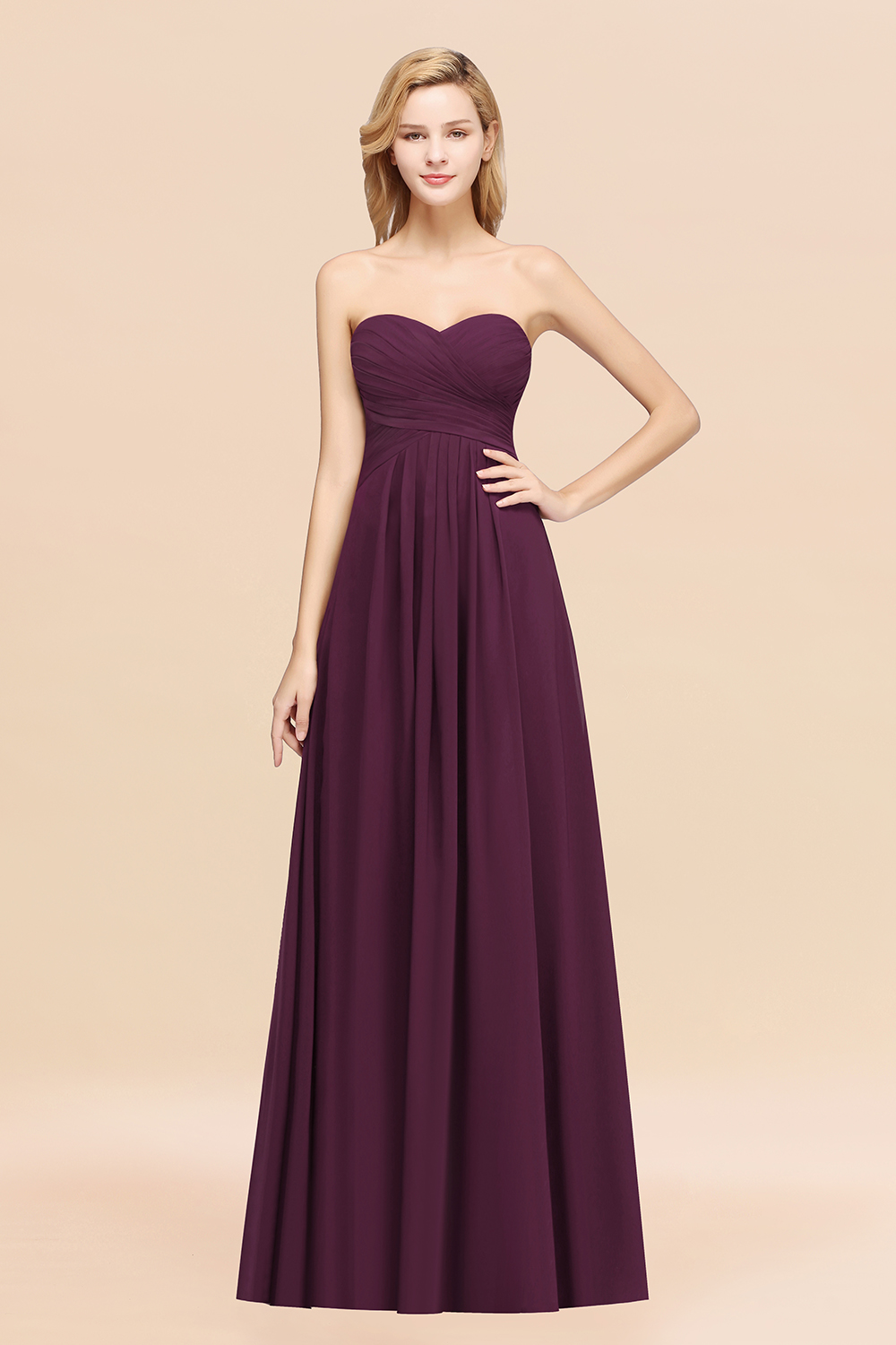 27prom Vintage Sweetheart Long Grape Affordable Bridesmaid Dresses Online-27prom