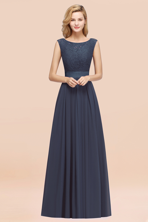 27prom Vintage Sleeveless Lace Bridesmaid Dresses Affordable Chiffon Wedding Party Dress Online-27prom
