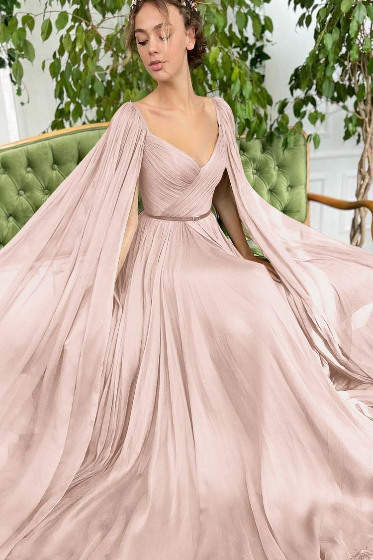 Elegant Green Long Sleeves Formal Belt Prom Dress Tulle With Split