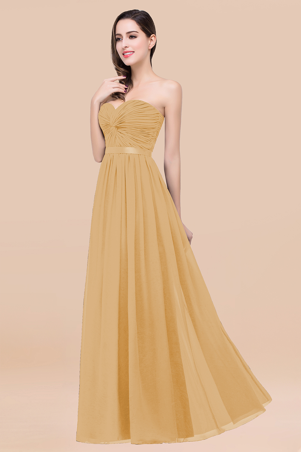 27prom Affordable Sweetheart Ruffle Navy Chiffon Bridesmaid Dress With Ribbon-27prom