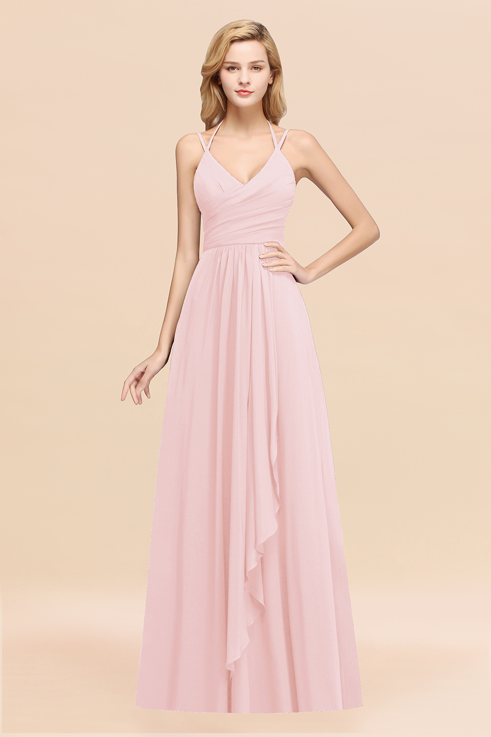 27prom Affordable Chiffon Burgundy Bridesmaid Dress With Spaghetti Straps-27prom