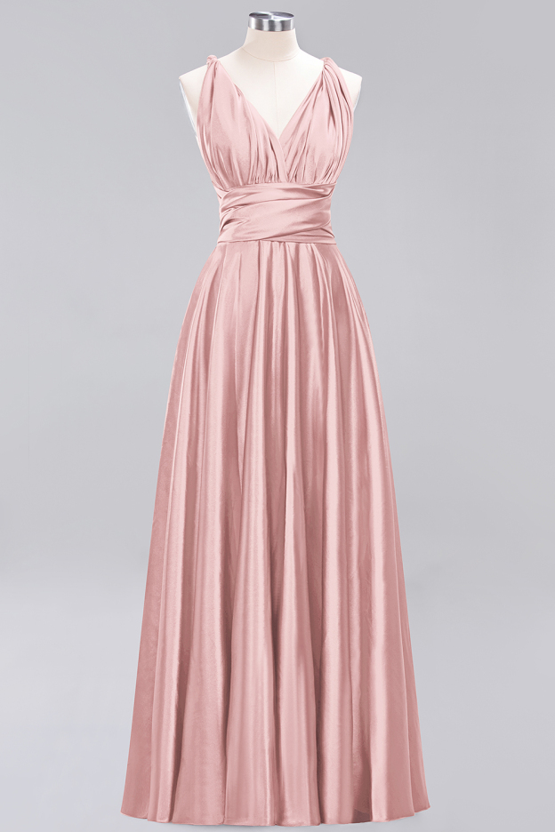 27prom Chic Burgundy Satin Long Bridesmaid Dresses With One Shoulder-27prom