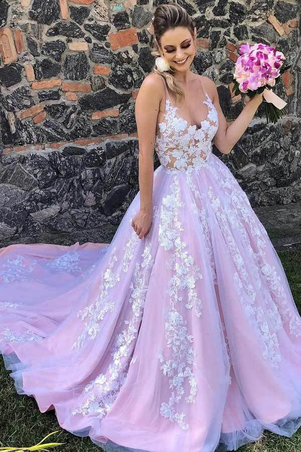 Gorgeous A-Line White Wedding Dress With Roses Floral
