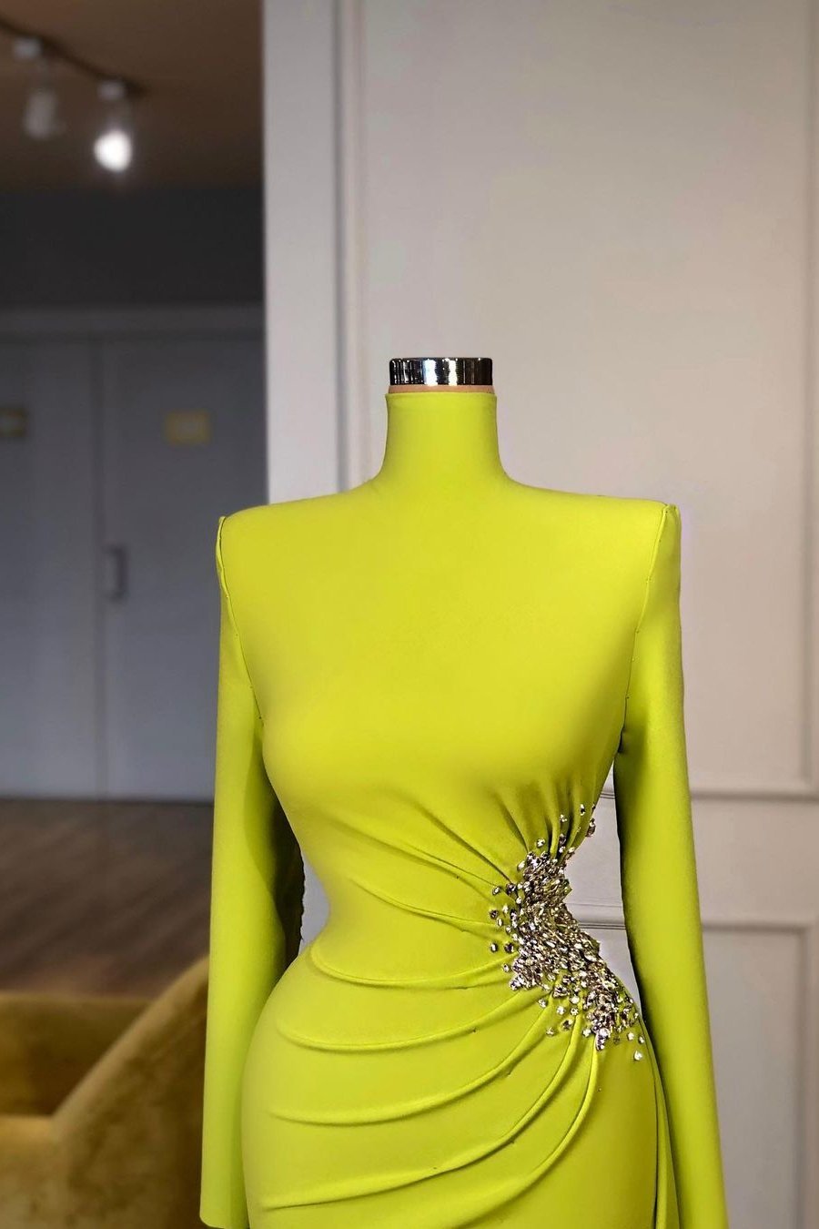 High-Neck Long Sleeves Mermaid Evening Dress
