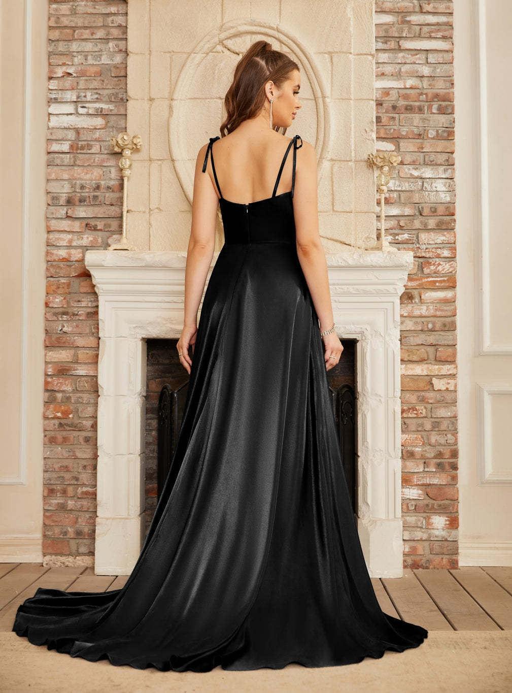 High Split Shiny Floor-Length Dresses with Spaghetti Straps-27Prom