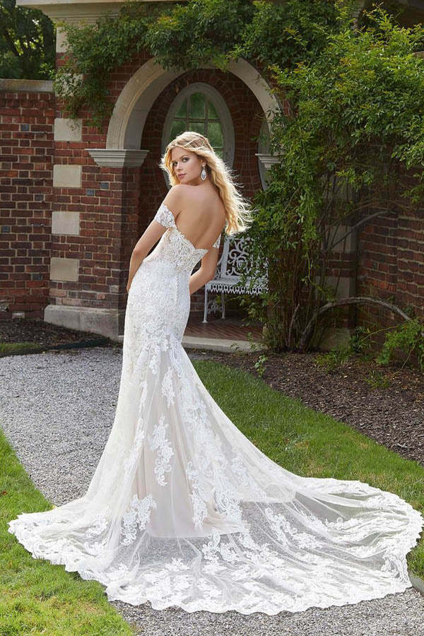 Mermaid Off The Shoulder Lace Wedding Dress Backless Bridal Gown