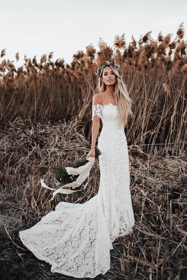 Halter Lace Wedding Dress Chiffon Beach Birdal Gown