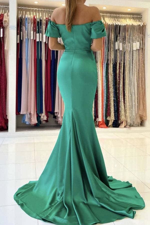 Mermaid Off The Shoulder Satin Prom Dress Evening dress