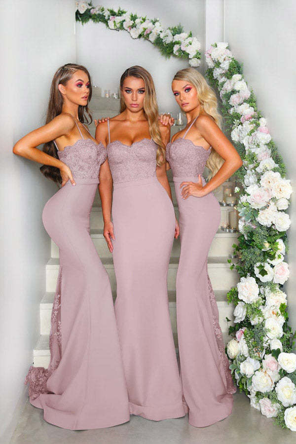 Mermaid Sweetheart Lace Satin Bridesmaid Dress